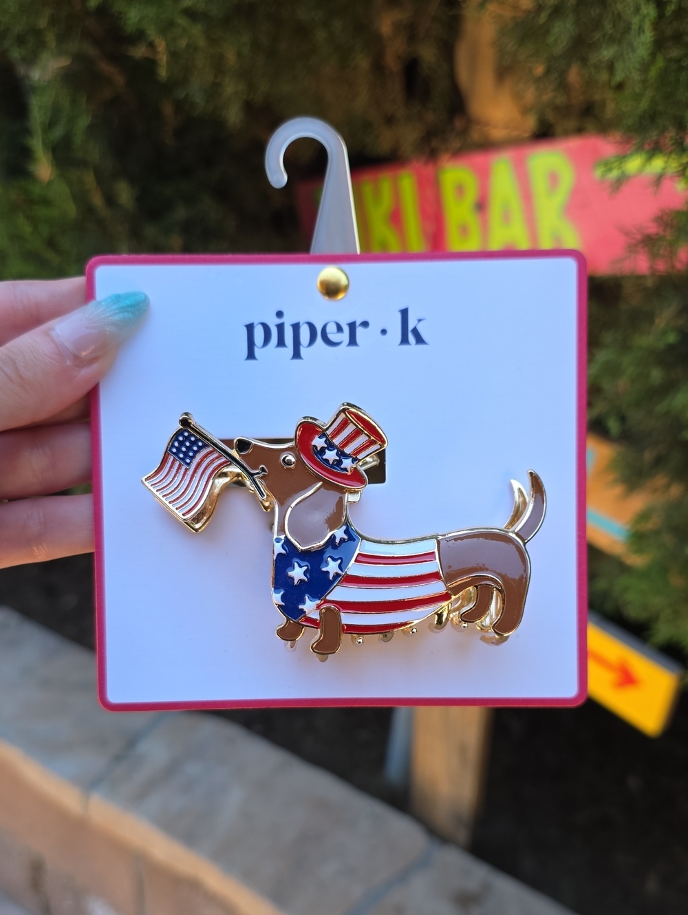 Piper k Patriotic Dachshund Hair Clip — Red, White & Blue
